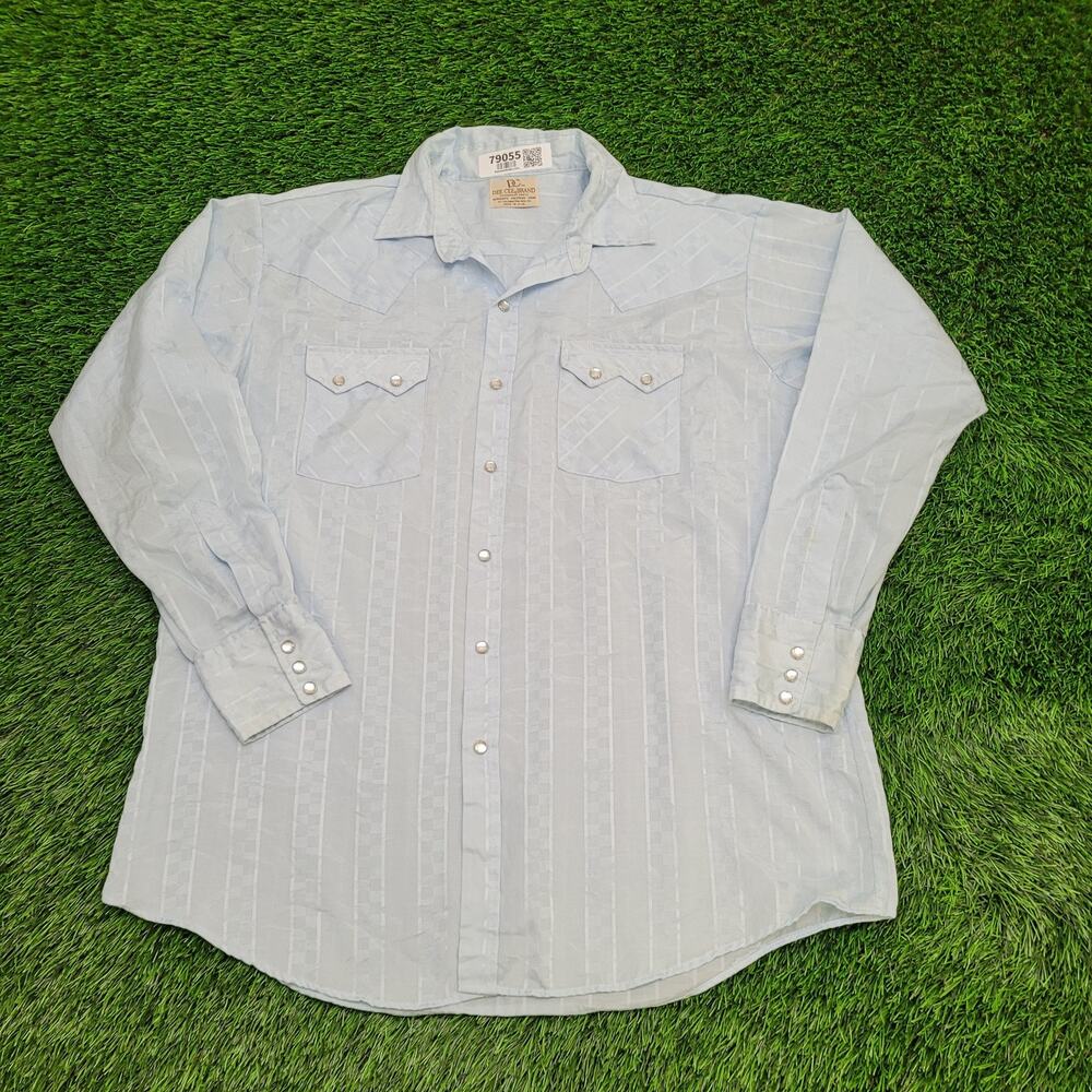 Vintage 80s DEE-CEE Pearl-Snap Western Shirt 2XL 25x31 Blue